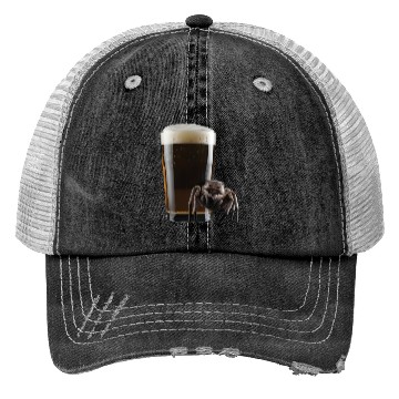 Discover Spider Drinking Beer Realistic Trucker Hats