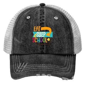 Discover Eat Sleep School Repeat Teacher Student Trucker Hats