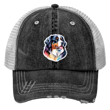 Discover Bernese Mountain Dog Watercolor Trucker Hats