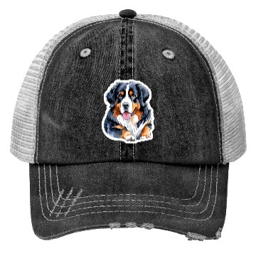 Discover Bernese Mountain Dog Watercolor Trucker Hats
