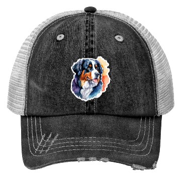 Discover Bernese Mountain Dog Watercolor Trucker Hats