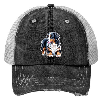 Discover Bernese Mountain Dog Watercolor Trucker Hats