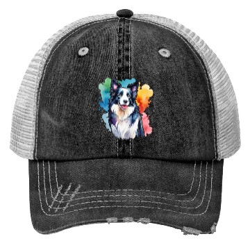 Discover Border Collie Watercolor Trucker Hats