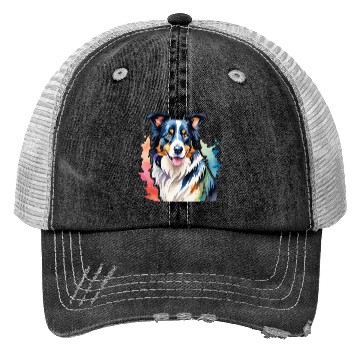 Discover Border Collie Watercolor Trucker Hats