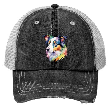 Discover Border Collie Watercolor Trucker Hats