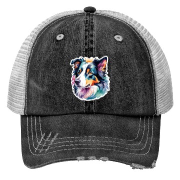 Discover Border Collie Watercolor Trucker Hats