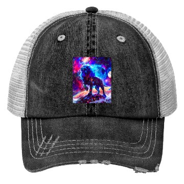 Discover Galaxy Lion Blue Trucker Hats