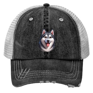 Discover I love my Husky. Funny Husky. Trucker Hats