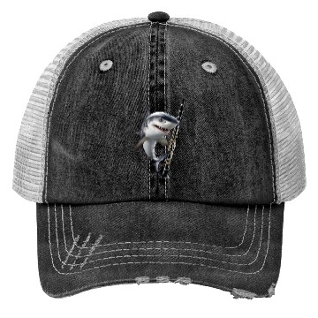 Discover Shark Playing Clarinet Realistic Trucker Hats