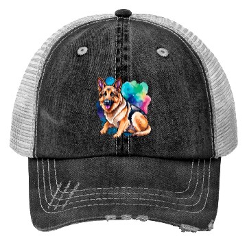 Discover German Shepherd Watercolor Trucker Hats