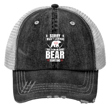Discover Funny Bear Hunting Lover Fan Hunter Hobby Gun Trucker Hats