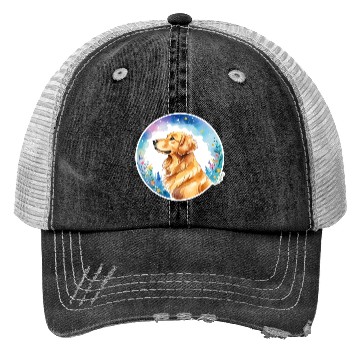 Discover Golden Retriever Watercolor Trucker Hats