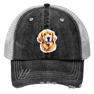Discover Golden Retriever Watercolor Trucker Hats
