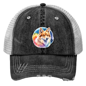 Discover Icelandic Sheepdog Watercolor Trucker Hats
