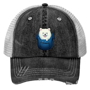 Discover Cute Samoyed Puppy Dog In Pocket Pet Lovers Gifts Trucker Hats