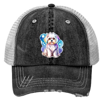Discover Maltese Dog Watercolor Trucker Hats