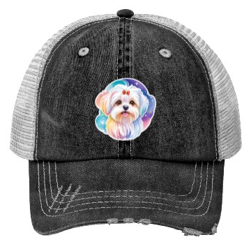 Discover Maltese Dog Watercolor Trucker Hats