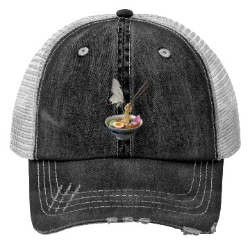 Discover Butterfly Eating Ramen Realistic Trucker Hats
