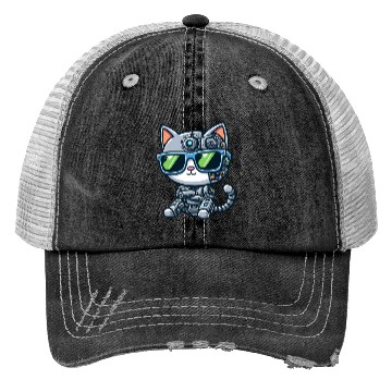 Discover Cat robot mech cyborg sci-fi Trucker Hats