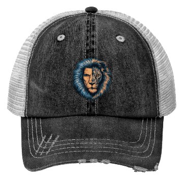 Discover Man face onside lion other side man face Trucker Hats