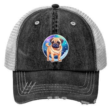 Discover Pug Watercolor Trucker Hats