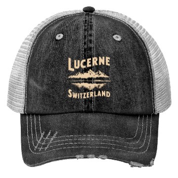 Discover Lucerne Souvenir Switzerland Mountains Reflection Trucker Hats