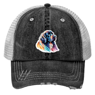 Discover Newfoundland Dog Watercolor Trucker Hats