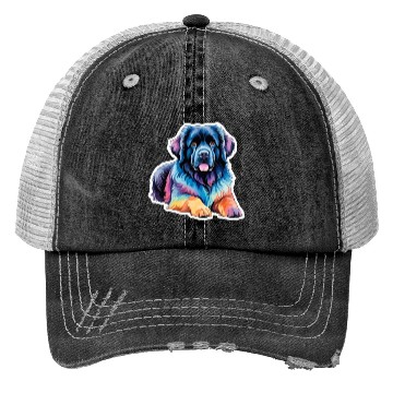Discover Newfoundland Dog Watercolor Trucker Hats