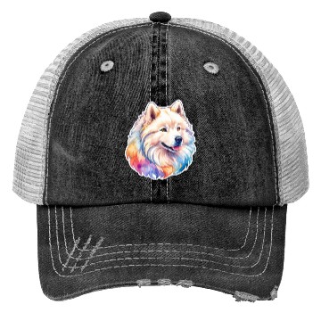 Discover Samoyed Dog Watercolor Trucker Hats