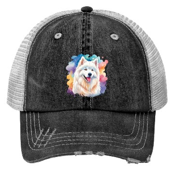 Discover Samoyed Dog Watercolor Trucker Hats