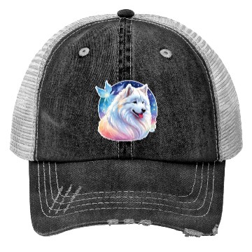 Discover Samoyed Dog Watercolor Trucker Hats