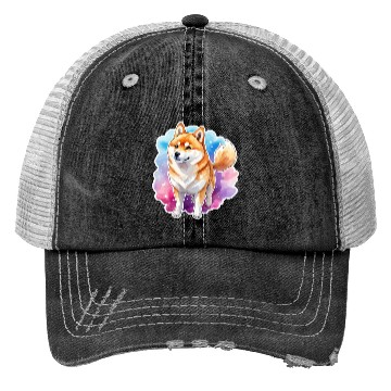 Discover Shiba Inu Watercolor Trucker Hats
