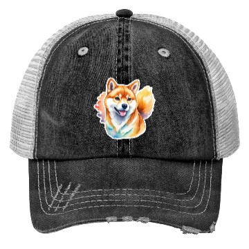 Discover Shiba Inu Watercolor Trucker Hats