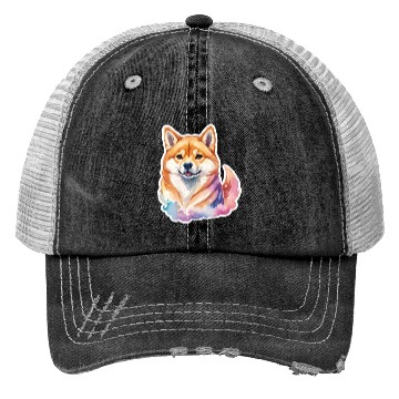 Discover Shiba Inu Watercolor Trucker Hats