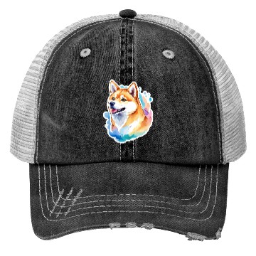 Discover Shiba Inu Watercolor Trucker Hats