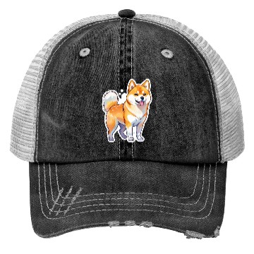 Discover Shiba Inu Watercolor Trucker Hats
