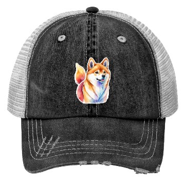Discover Shiba Inu Watercolor Trucker Hats
