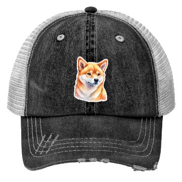 Discover Shiba Inu Watercolor Trucker Hats