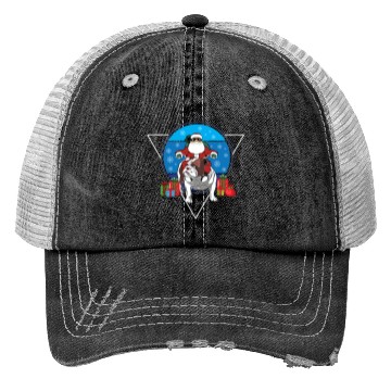 Discover Christmas Santa Claus Riding English Bulldog Xmas Trucker Hats