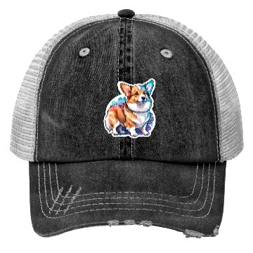 Discover Pembroke Welsh Corgi Watercolor Trucker Hats