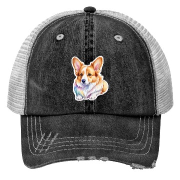 Discover Pembroke Welsh Corgi Watercolor Trucker Hats