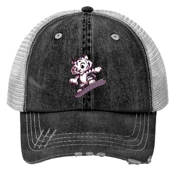 Discover Cute Snowboarder Tiger Trucker Hats
