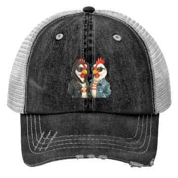 Discover Chickens dressed in stylish streetwear Trucker Hats