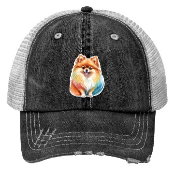 Discover Pomeranian Watercolor Trucker Hats