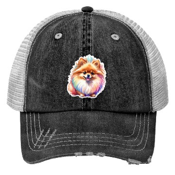 Discover Pomeranian Watercolor Trucker Hats