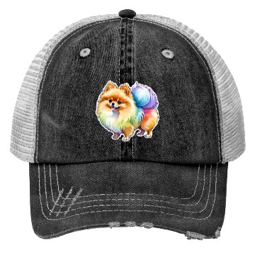 Discover Pomeranian Watercolor Trucker Hats