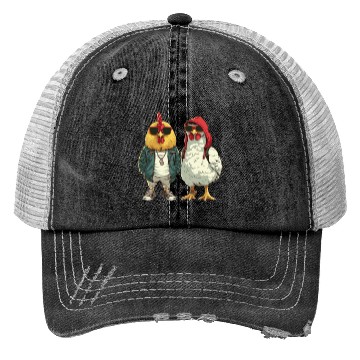 Discover Cool chickens in modern streetwear Trucker Hats