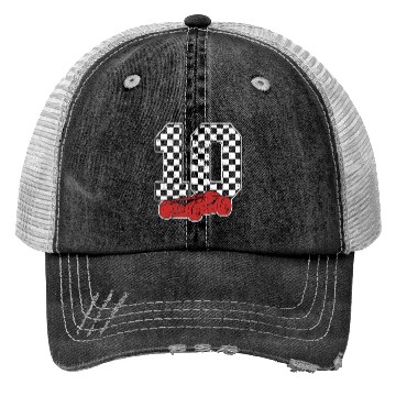 Discover 10 Year Old Pit Crew Boy Car Racing 10th Birthday Trucker Hats