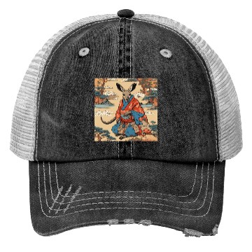 Discover Retro Ukiyo-e Style Kangaroo Caricature Trucker Hats