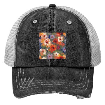 Discover Retro Pixel Floral Design Trucker Hats